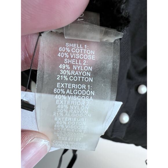 Karl Lagerfeld Paris Black Lace Back Women's XL Pearl Buttons Retro Elegant New - Picture 9 of 10